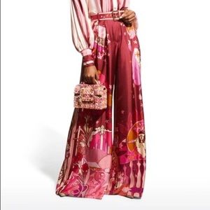 Zimmerman Women's Concert Pleated Printed Silk Wide-leg Pants In Plum Collage